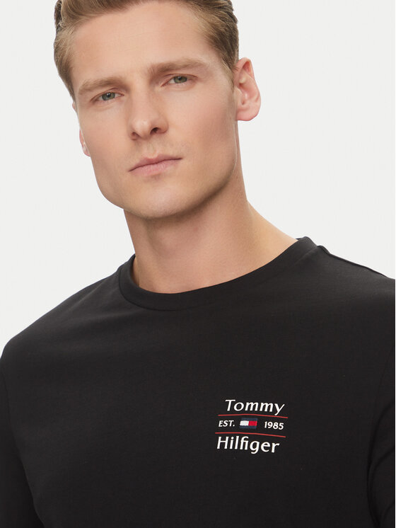 Tommy Hilfiger Tommy Hilfiger Majica Stack MW0MW38622 Črna Regular Fit