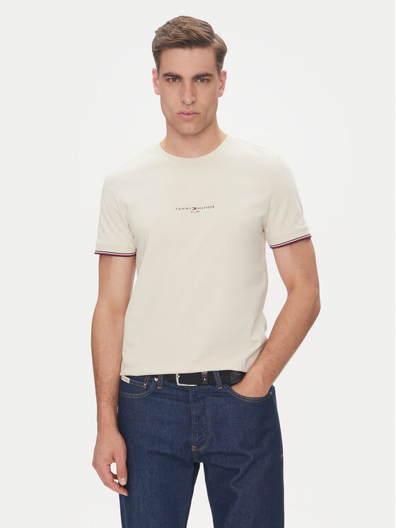 Tommy Hilfiger Tommy Hilfiger Majica Logo MW0MW32584 Bež Regular Fit