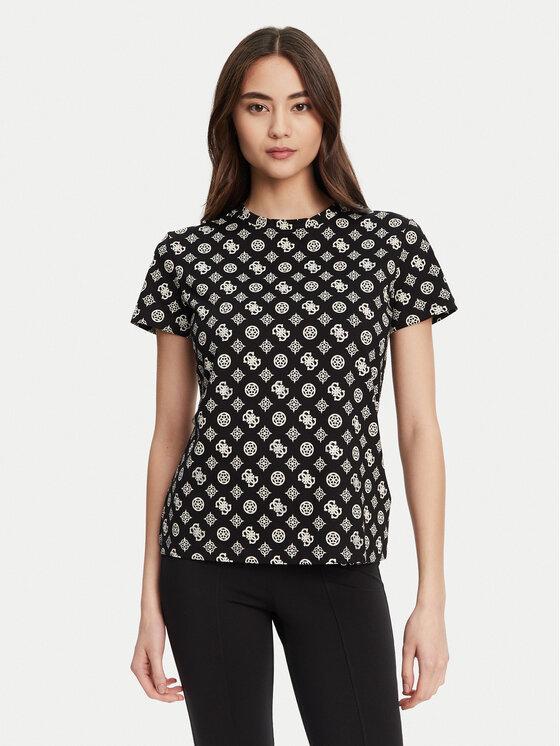 Guess Guess Футболка V5YI04 I3Z14 Чорний Regular Fit