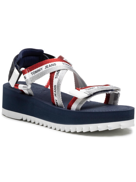 Tommy Jeans Sandali Tommy Jeans Lurex Webbing Strappy Sandal EN0EN01325 Pisana