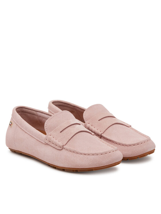 Tommy Hilfiger Mokasini Tommy Hilfiger Flag Soft Suede Driver Loafer FW0FW08558 Roza
