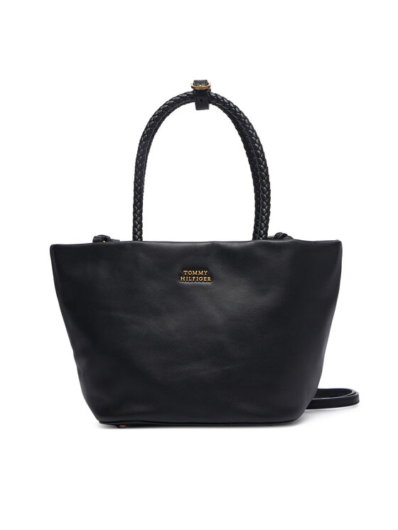 Tommy Hilfiger Kabelka Tommy Hilfiger Th Marina Bucket Leather AW0AW18739 Čierna
