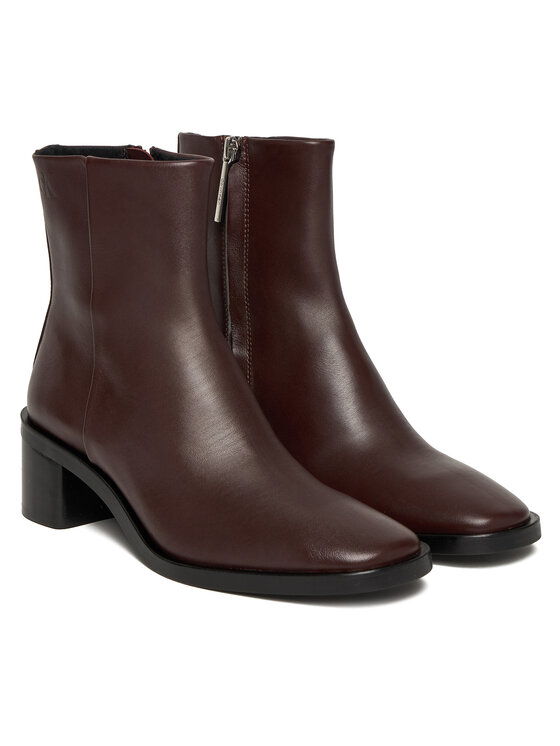 Calvin Klein Botines Calvin Klein Block Heel Zip Boot Lth HW0HW02593 Guinda/burdeos