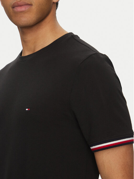Tommy Hilfiger Tommy Hilfiger Marškinėliai Global Stripe MW0MW38630 Juoda Regular Fit