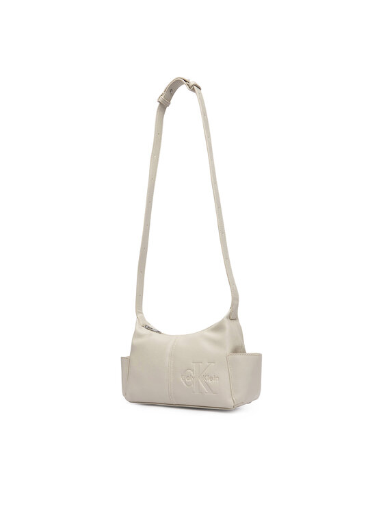 Calvin Klein Ročna torba Calvin Klein Pockets Monologo Crossbody LV04F3687G Kremna