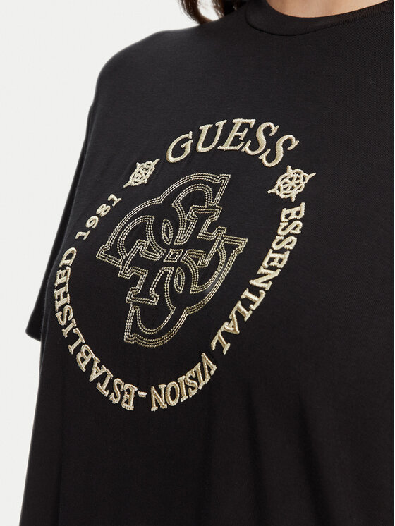 Guess Guess Футболка V5YI05 KCOA2 Чорний Regular Fit
