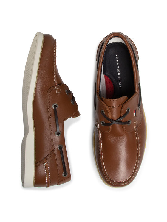 Tommy Hilfiger Polobotky Tommy Hilfiger Classic Leather Boatshoe FM0FM02735 Hnědá