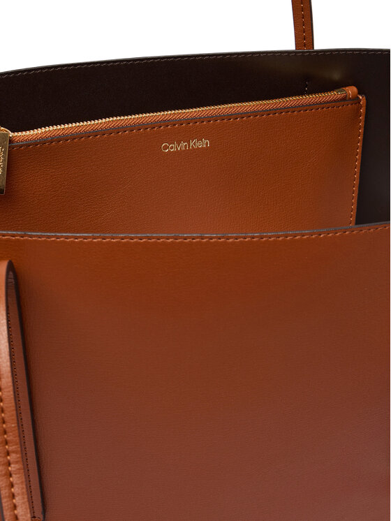 Calvin Klein Ročna torba Calvin Klein Foil Logo Tote W/Pouch LV04F3274G Rjava