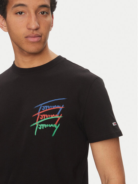 Tommy Jeans Tommy Jeans T-shirt Twisted Signature DM0DM20771 Crna Regular Fit