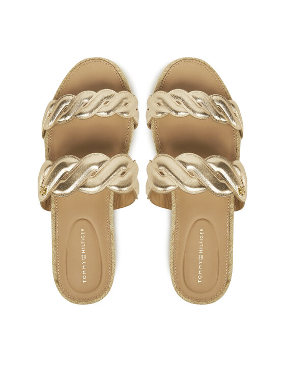 Tommy Hilfiger Espadrile Tommy Hilfiger Metallic Rope Espadrille Mule FW0FW08670 Zlatna