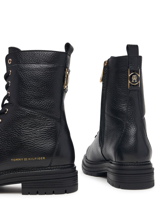 Tommy Hilfiger Kotníková obuv Tommy Hilfiger Th Emboss Grain Leather Boot FW0FW09553 Černá