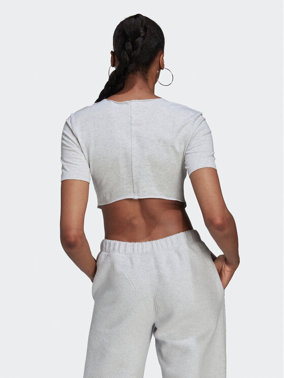 adidas adidas Marškinėliai Crop Loungewear HL9130 Pilka Regular Fit
