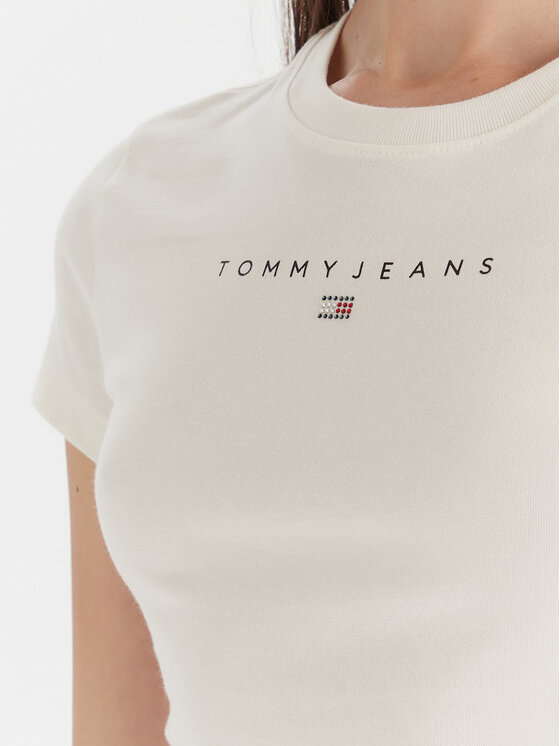 Tommy Jeans Tommy Jeans Camiseta Bling Linear DW0DW21550 Blanco Slim Fit
