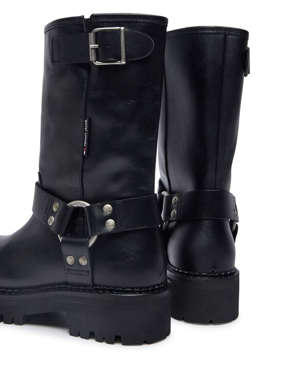 Tommy Jeans Botki Tommy Jeans Tjw Urban Biker Boot Leather EN0EN02728 Czarny