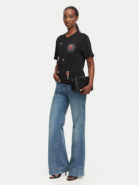 Liu Jo Liu Jo Camiseta WF6324 J0088 Negro Regular Fit