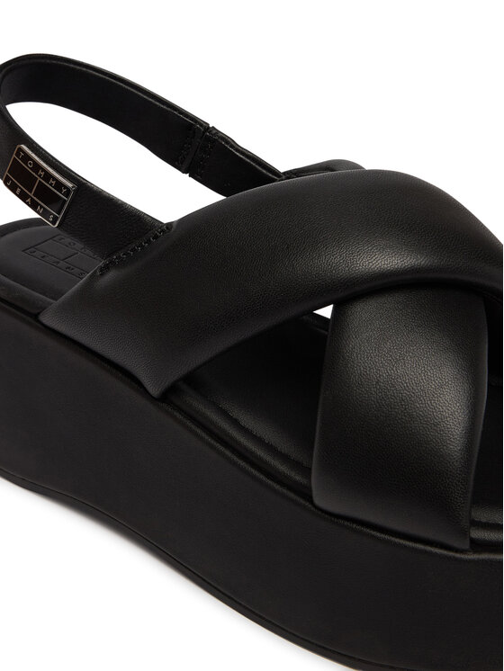 Tommy Jeans Basutės Tommy Jeans Padded Strap Wedge Sandals EN0EN02946 Juoda