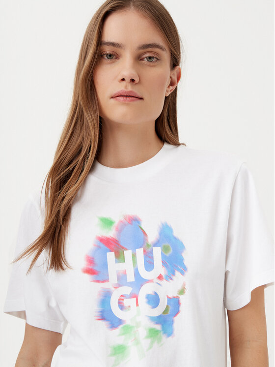 HUGO HUGO Футболка Vintage 50534545 Білий Boxy Fit