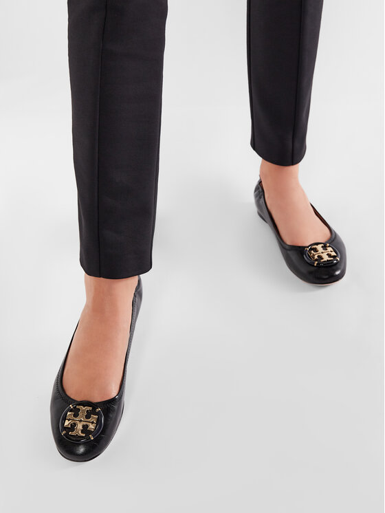 Tory Burch Балетки Tory Burch Minnie Ballet With Multi Logo 74062 Чорний