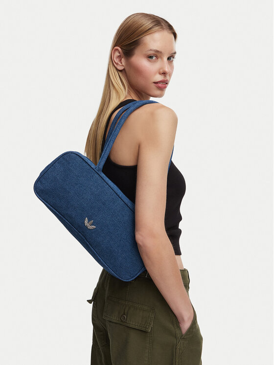 adidas Kabelka adidas Adicolor Elongated Airliner Denim Bag KD7875 Modrá