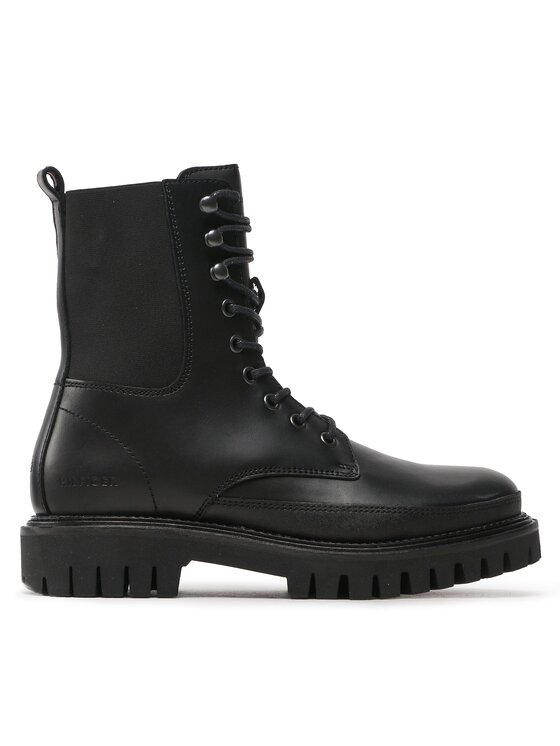 Tommy Hilfiger Turistická obuv Tommy Hilfiger Premium Casual Chunky Lth Boot FM0FM04187 Černá