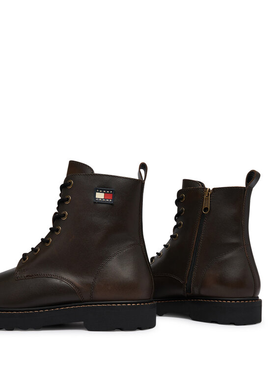 Tommy Jeans Turistická obuv Tommy Jeans Archive '01 Brushed Leather EM0EM01787 Tmavě hnědá