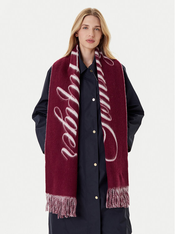 Tommy Hilfiger Šál Tommy Hilfiger Script Logo AW0AW17786 Bordová