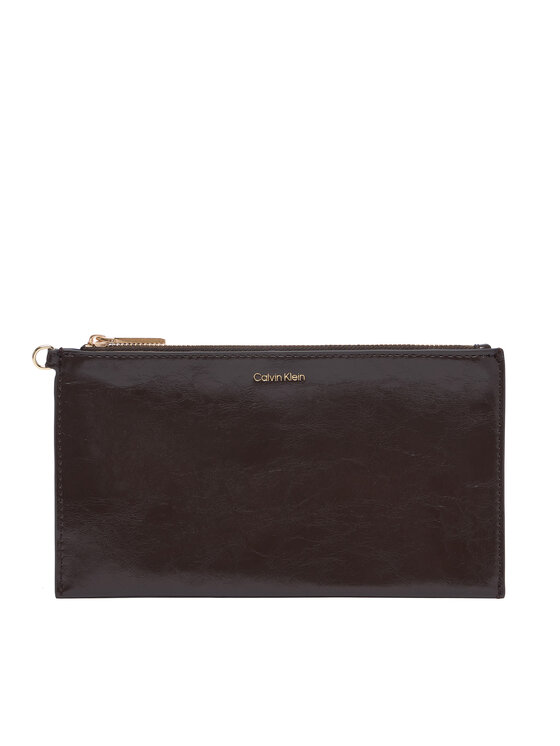 Calvin Klein Ročna torba Calvin Klein Foil Logo Glossy Tote W/ Pouch LV04F3537G Rjava