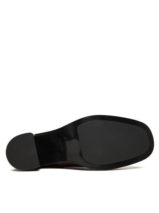 Calvin Klein Škornji Calvin Klein Block Heel Zip Boot Lth HW0HW02593 Bordo rdeča