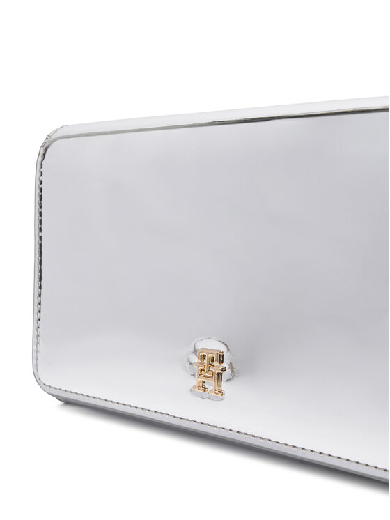 Tommy Hilfiger Kabelka Tommy Hilfiger Icon Flap W/Chain Met AW0AW17959 Stříbrná