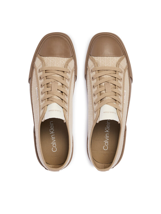 Calvin Klein Trampki Calvin Klein Vulc Low Laceup Aop Canvas HW0HW03142 Beżowy