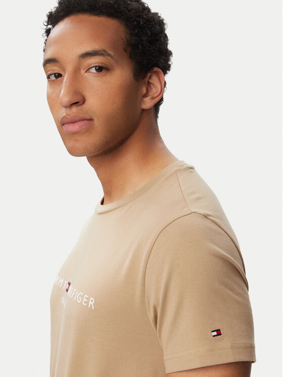 Tommy Hilfiger Tommy Hilfiger T-shirt Logo Tee MW0MW11797 Beige Slim Fit