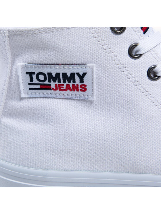 Tommy Jeans Tenis superge Tommy Jeans Mit Cut Long Lace Up Vulc EM0EM00662 Bela