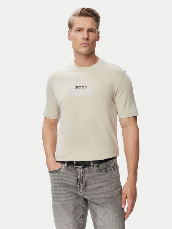 BOSS BOSS Camiseta Logo Tape 50566606 Beis Regular Fit