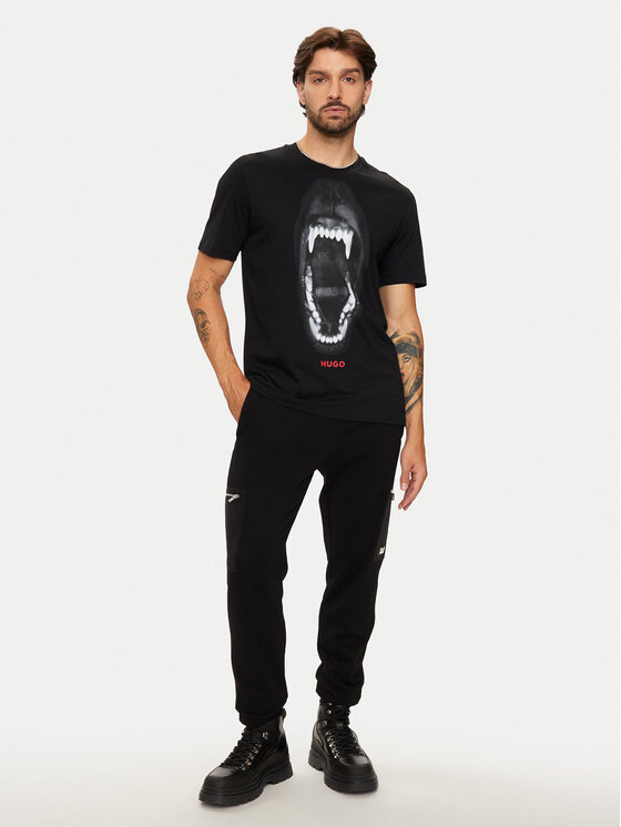 HUGO Hugo Marškinėliai Dayaking 50523979 Juoda Regular Fit