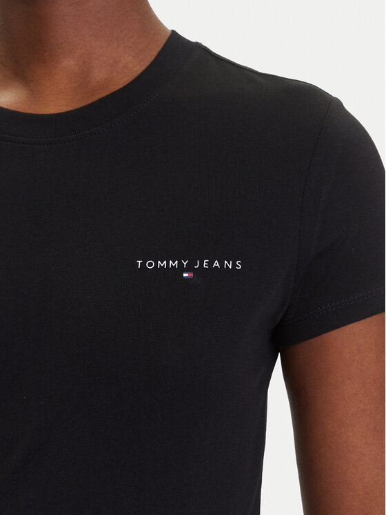 Tommy Jeans Tommy Jeans T-shirt Linear DW0DW21164 Crna Slim Fit