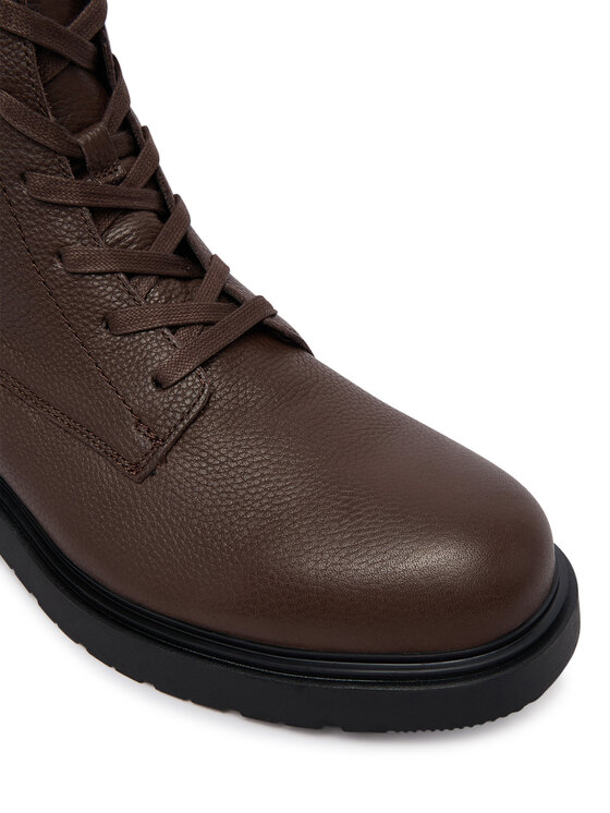Calvin Klein Μποτίνια Calvin Klein Combat Ess Lace Up Zip Boot Lth YM0YM01373 Καφέ