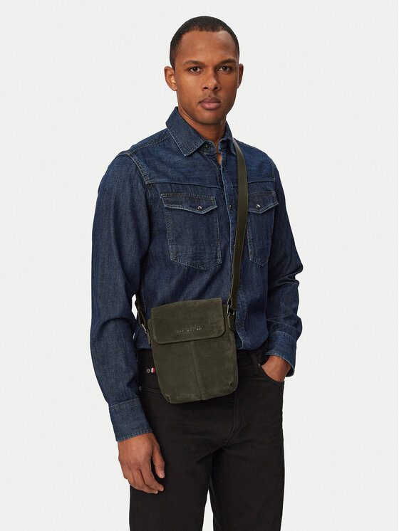 Tommy Hilfiger Brašna Tommy Hilfiger Metal Logo Suede Crossbody Bag AM0AM14262 Zelená