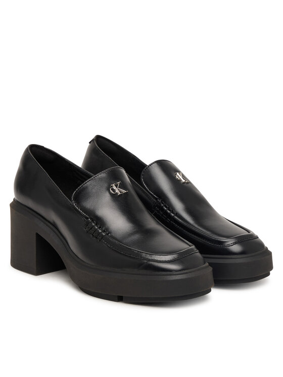 Calvin Klein Scarpe basse Calvin Klein Block Heel Loafer Lth Hdw HW0HW03176 Nero