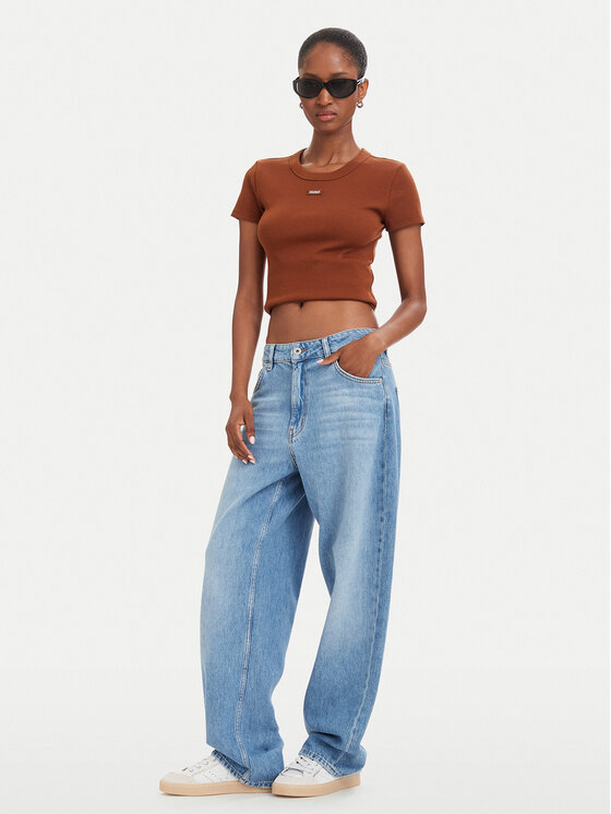 HUGO HUGO Футболка Easy 50523924 Коричневий Slim Fit