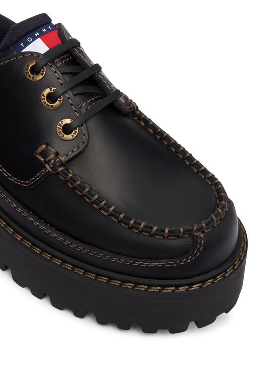 Tommy Jeans Обувки Tommy Jeans Archive '01 Boat Shoe Leather EN0EN03003 Черен
