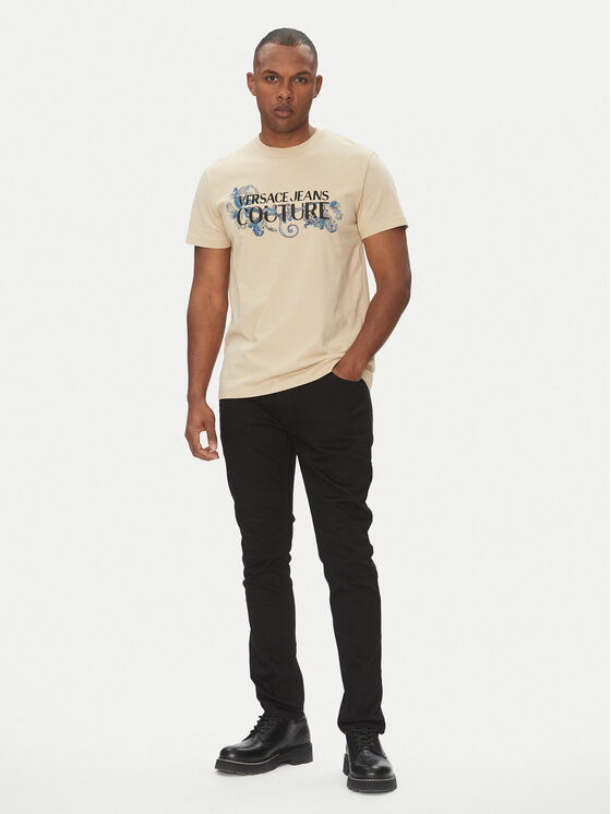 Versace Jeans Couture Versace Jeans Couture Póló 78GAHC05 Bézs Regular Fit