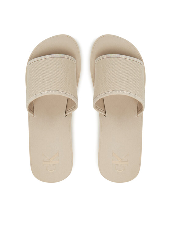 Calvin Klein Jeans Šlepetės Calvin Klein Jeans Beach Wedge Slide Canvas YW0YW01725 Smėlio