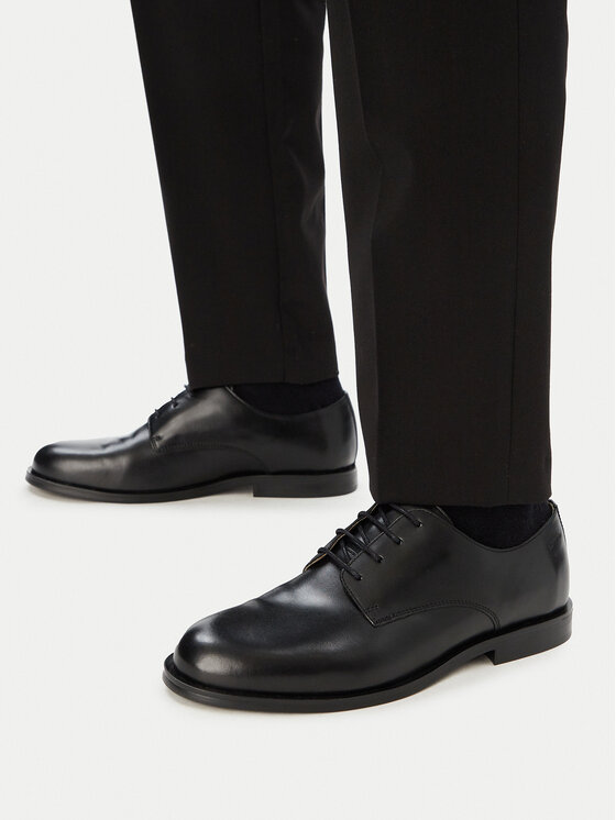Calvin Klein Īsi apavi Calvin Klein Ess Rubber Derby Lth HM0HM02056 Melns