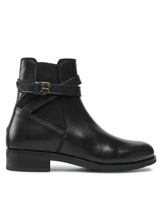 Tommy Hilfiger Bokacsizma Tommy Hilfiger Th Hardware On Belt Flat Boot FW0FW05967 Fekete