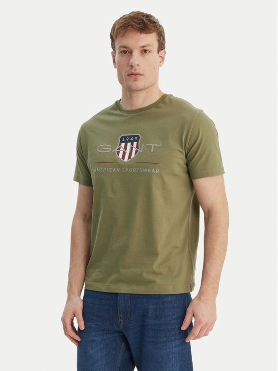 Gant Gant Póló Archive Shield 2003199 Zöld Regular Fit