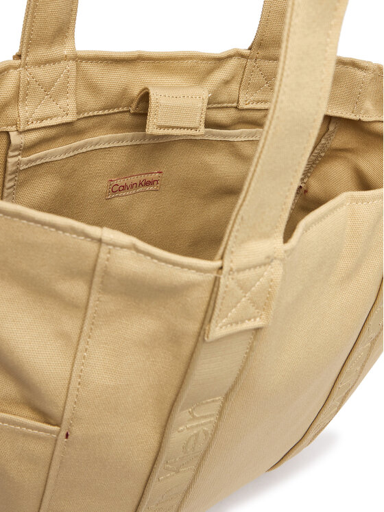 Calvin Klein Ročna torba Calvin Klein Webbing Strap Canvas Tote LV04F3463G Bež