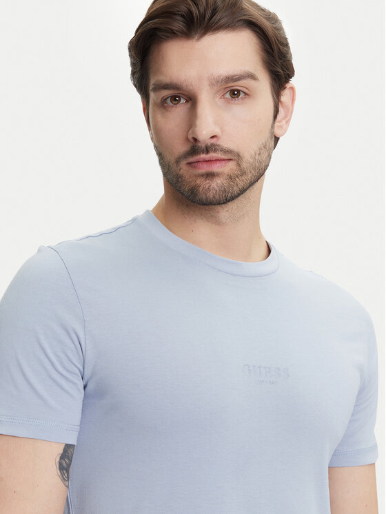 Guess Guess Majica M2YI72 I3Z14 Svetlo modra Slim Fit