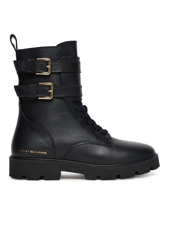 Tommy Hilfiger Gležnjarji Tommy Hilfiger Biker Laceup FW0FW08986 Črna