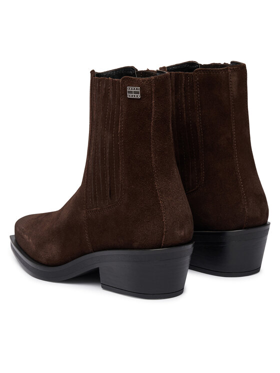 Tommy Jeans Botki Tommy Jeans Tjw Suede Cowboy Boots EN0EN03142 Brązowy ciemny