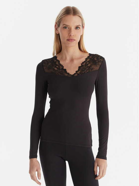 Ysabel Mora Ysabel Mora Pizsamablúz 19487 Fekete Slim Fit